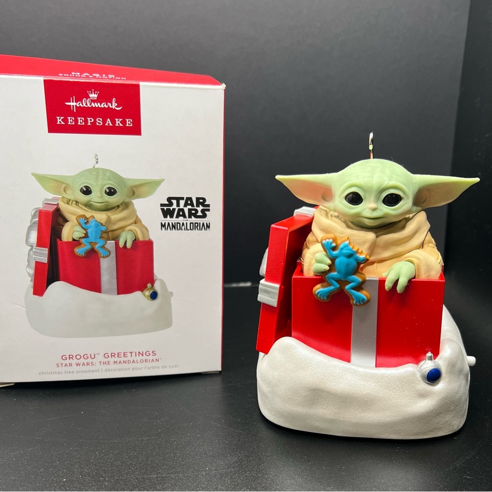 2022 Hallmark Grogu Greetings Ornament + bonus 2020 Hallmark The Child ornament